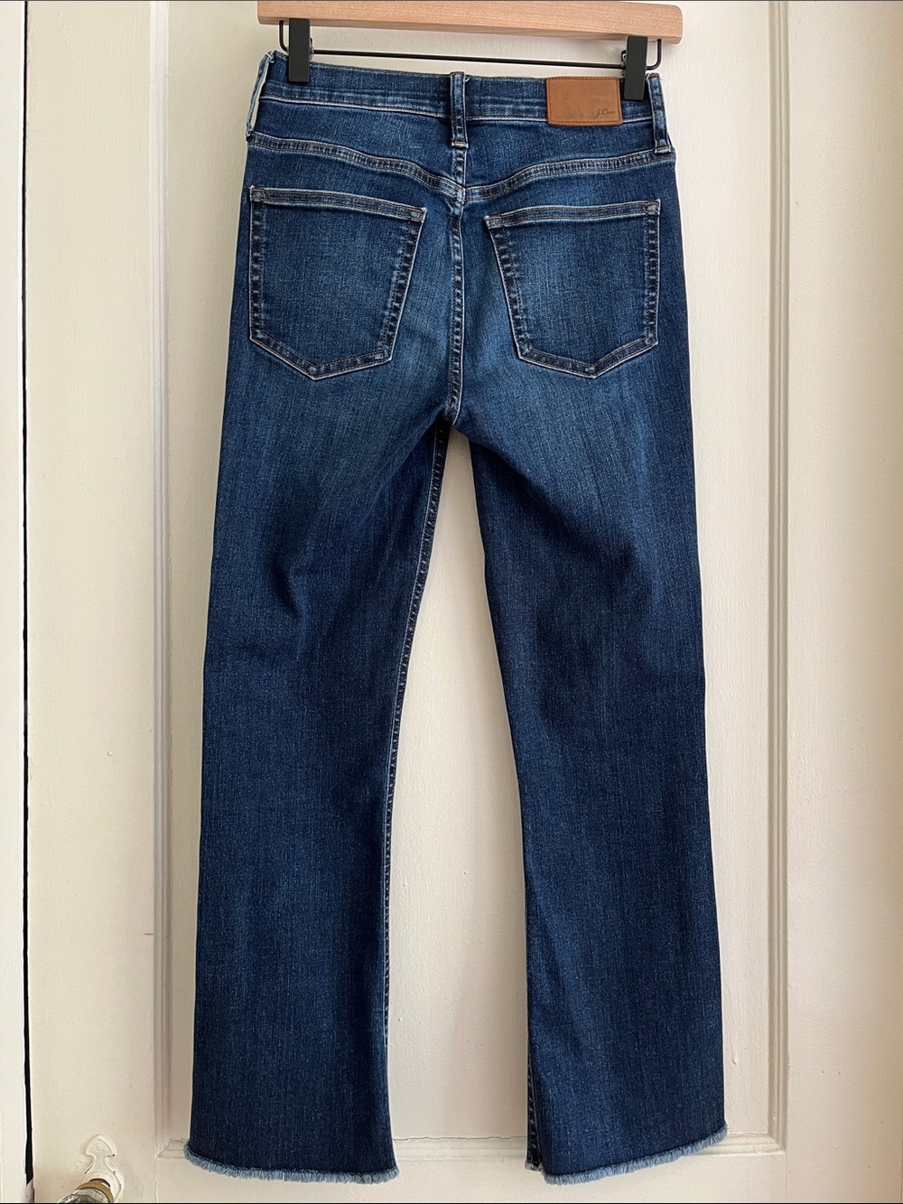 J.Crew Denim Billie Demi Boot Crop Dark Wash Raw Hem Button Fly Classic Jeans - Picture 4 of 14
